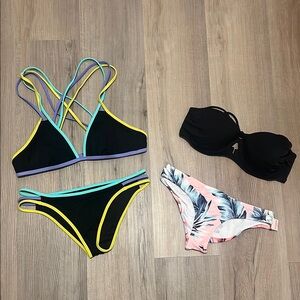 Black and Yellow Strappy Bikini Set